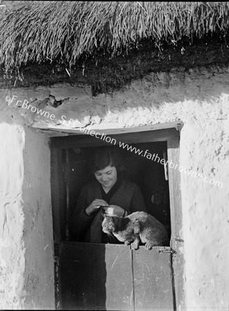 LADY WITH CAT AT HALF-DOOR